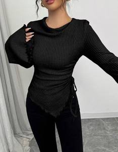 Camiseta de mujer de tela de algodón suave, corte ajustado, informal, de manga corta, cómoda, elegante, para uso diario. - Product Image 5