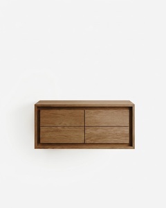Unfinished Solid Teak Modern Bathroom Vanity <b>Cabinet</b> <b>Wall</b>-<b>Mounted</b> Floating Direct Factory Custom Wood Furniture Manufacturer - Product Image 1