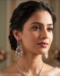 Luxury American Diamond Blue Stone Drop <b>Earrings</b> Wholesale AD Wedding Bridal Long Jhumka Hanging <b>Earrings</b> Party Wear Fashion Set - Product Image 4