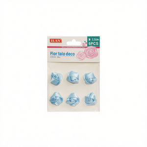 Fiore Decorativo in Tessuto ILAN 2,5 Cm 6 Pezzi Blu per Matrimoni e Artigianato - Product Image 1