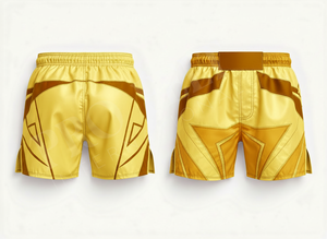 Shorts de Muay Thai en polyester satiné respirant et confortable, à taille haute, sublimés, directement de l'usine, pour le kickboxing et la boxe. - Product Image 3