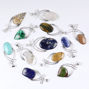 Lote de Joyería de Cristal Hecha a Mano al por Mayor: Colgantes de Piedras Preciosas Naturales Mixtas con Engaste Moderno Plateado en Plata - Product Image 6