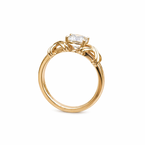 Bague de fiançailles classique et élégante avec diamant rond de 2 carats cultivé en laboratoire, en or jaune 14 carats, style croisé en X, bague solitaire unique - Product Image 2
