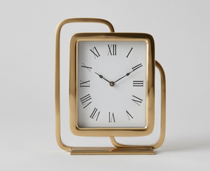 Reloj de Mesa Rectangular de Metal Premium con Acabado en Color Dorado, Perfecto para una Decoración Elegante del Hogar y un Estilo Atemporal - Product Image 1