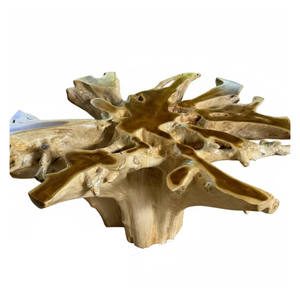 Natural Teak <b>Root</b> <b>Coffee</b> <b>Table</b> Round Glass Top <b>Root</b> Wood Center <b>Table</b> Rustic Teak Stump Tea <b>Table</b> Living Room Furniture - Product Image 2