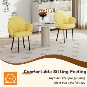 <span class=keywords><strong>Sedie</strong></span> da Pranzo Imbottite Gialle in Stile Mid-Century Moderno con Braccioli e Gambe in Metallo per <span class=keywords><strong>Cucina</strong></span>, Sala da Pranzo, Camera da Letto - Product Image 4