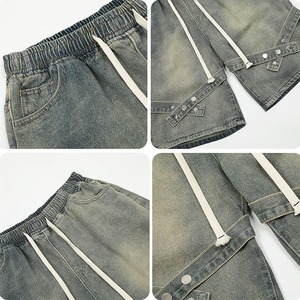 Nouveaux shorts en jean tissé décontractés pour hommes, coupe droite, taille mi-haute, avec ceinture boutonnée, collection été - Product Image 5