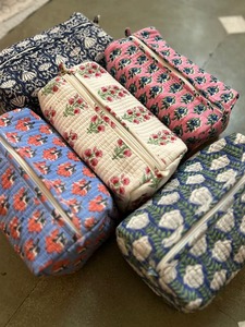 Embroidered Cotton Cosmetic Bag Set With Zipper Closure Portable <b>Makeup</b> Organizer Bohemian Style Toiletry Bags - Product Image 2