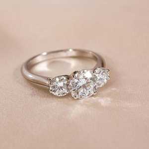4 Carat Round Lab <b>Diamond</b> Three Stone <b>Ring</b>, 14k White Gold, IGI Certified E-VVS2 - Product Image 4