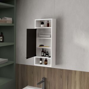Mobile da Bagno Bianco con Armadietto Portamedicinali, Anta a Specchio e Vano Aperto - Product Image 2