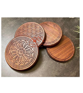 แผ่นรองแก้วไม้ลายอิฐ 4 ชิ้น แบบขายส่งตามสั่ง พร้อมแผ่นกันลื่น Sunshine OT082 ของตกแต่งงานแต่งงานและของขวัญ รูปทรงไม่สม่ำเสมอ - Product Image 5