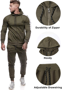 Pantalones Deportivos con Capucha para Hombre, Transpirables, de Color Sólido, con Cierre Completo, 100% Algodón, Ropa Deportiva Urbana - Product Image 3