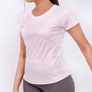 Camisetas de manga corta para mujer de buena calidad, estilo urbano, color rosa claro, de algodón y poliéster para adulto. - Product Image 5