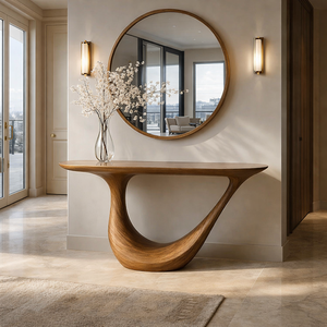 โต๊ะคอนโซลไม้เนื้อแข็งทรงแคบแบบโบราณ ทำมือ เป็นมิตรกับสิ่งแวดล้อม สำหรับใช้ในโรงแรมและห้องนั่งเล่น ดีไซน์ทันสมัย โต๊ะไม้ธรรมชาติ - Product Image 4