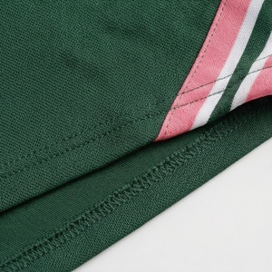 Women's Green Sporty 2 Piece Shorts <b>Set</b> Short Sleeve T Shirt and Above Knee Shorts with Pink Stripe Details Breathable <b>Knitted</b> - Product Image 6