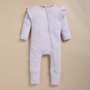 Mameluco con cremallera de elastano de bambú de calidad superior-Niebla de lavanda - Product Image 1