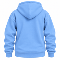 Sweat à capuche zippé de qualité supérieure bleu clair pour femme, en polaire, avec cordon de serrage, poche kangourou et épaules tombantes
