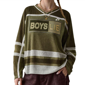 Camiseta Deportiva Informal de Fútbol Americano para Mujer, de Manga Larga, Holgada, Transpirable, Estilo Urbano, Fabricante de Ropa Personalizada - Product Image 3