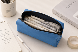 Estuche para Lápices de Lona Azul Mediano con Cierre de Cremallera, Estilo Minimalista, Bolsa Organizadora de Material Escolar - Product Image 3