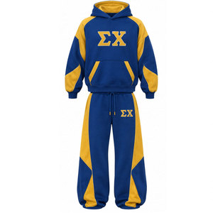 Ensemble de survêtement à capuche bleu et or Sigma Chi pour homme, sweat-shirt décontracté à manches longues et pantalon avec imprimé lettres, coupe régulière 1855 - Product Image 2