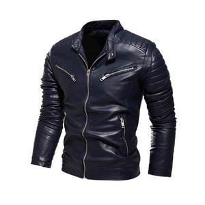 New Autumn Fashion <b>Men</b> <b>Leather</b> <b>Jacket</b> <b>Leather</b> Stand Collar Motorcycle <b>Leather</b> <b>Jacket</b> for <b>Men</b> Zipper - Product Image 4
