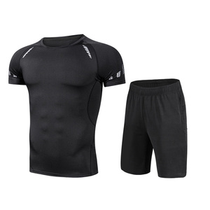 Vêtements de sport pour hommes, entraînement, gym, course à pied, shorts et t-shirt, ensembles deux pièces, matériaux respirants et anti-transpiration - Product Image 2