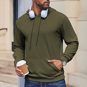 เสื้อฮู้ดดี้สีเขียวมะกอกสำหรับผู้ชายแบบสั่งทำ |   เสื้อพูลโอเวอร์ผ้าฟลีซคลาสสิก |   ผ้าฝ้าย 100% บุซับใน กันน้ำ สำหรับฤดูหนาว ทรงปกติ สวมใส่สบาย - Product Image 3
