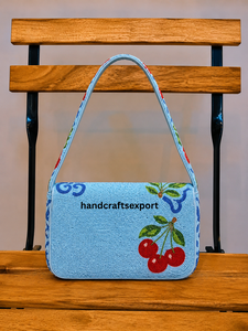 Sac à bandoulière artisanal Cherry Charm avec fermeture à rabat magnétique |   Écologique et léger |   Conception de logo personnalisée disponible - Product Image 2