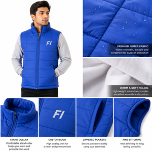 Chaleco Acolchado para Hombre, Cuello Alto, Sin Mangas, Chaqueta de Invierno Informal para Exteriores, Cálida y Ligera, OEM - Product Image 5