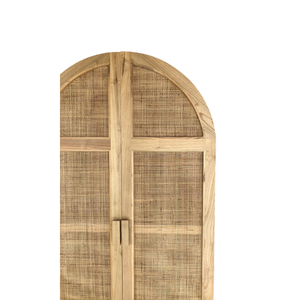 Natural Rattan Eco Friendly Arched Wardrobe <b>Cabinet</b> Shaker Doors 4 Shelves Wooden Double Door <b>Storage</b> Unit Modern <b>Bedroom</b> - Product Image 6