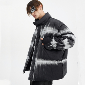 Veste matelassée pour homme à motif tie-dye, col montant, coupe-vent, manteau d'hiver, coupe régulière, rembourrage en polyester, style décontracté - Product Image 6