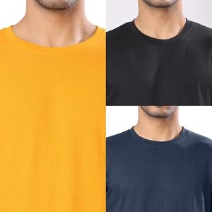 T-shirt décontracté pour homme 100% coton, manches courtes, couleur unie, col rond, naturel - Product Image 2