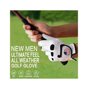 Gants de golf en cuir véritable blanc, respirants, unisexes, à enfiler, pour le sport - Product Image 4