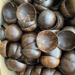 Artisanat vietnamien 100% écologique, couleur naturelle, bol vintage bohème en coquille de noix de coco brute pour servir les aliments - Product Image 6