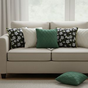 SOGA Ensemble de 6 taies d'oreiller décoratives, motif floral noir avec bordure verte, tricot côtelé crème, vert forêt, modèle D0100X3WKU6 - Product Image 2