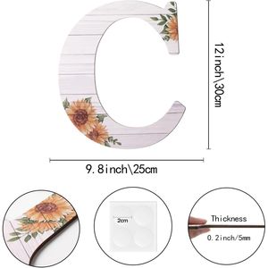 Insegne da Parete in Legno Rustico da 12 Pollici, Decorazioni con Lettere in Legno e Girasole per Soggiorno, Decorazione Murale - Product Image 2