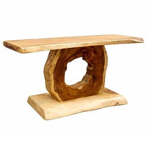Handcrafted Solid Suar Wood Eco-Friendly Natural Live Edge Unique <b>Leg</b> Wholesale Console <b>Table</b> Modern Statement Piece Entryway - Product Image 4