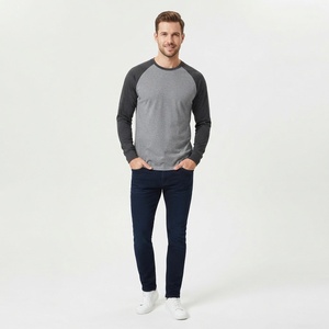 OEM/ODM Private Label Men Long Sleeve <b>Raglan</b> Tee Custom Logo Casual Sportswear Cotton Blend <b>Tops</b> - Product Image 4