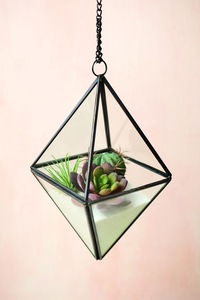 Luxurious Gifting Geometric Crystal Glass Terrarium Lantern Art Decor Eco-Friendly Tabletop <b>Vase</b> for Home Office & Gift Use - Product Image 2