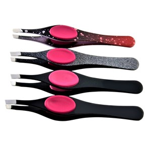 Assortiment de pinces à épiler expertes à bords inclinés avec coussinets en silicone pour un contrôle facile, pour le façonnage détaillé des sourcils et l'épilation - Product Image 5