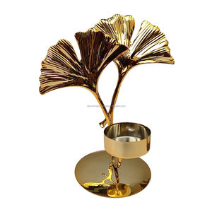 Candelabro de Metal de una sola cabeza para comedor, aniversario, hogar, forma de Ginkgo | Vela de candelita para Decoración - Product Image 1
