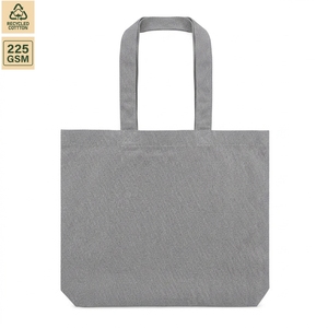 Bolsa de Tela de Algodón Reciclado con Bolsillo Interior y Base Reforzada, 225 GSM, Gris, Ecológica, con Logotipo Personalizado, para Compras al por Mayor - Product Image 1