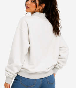 Sudadera Reversible Personalizada OEM para Mujer, Cuello Alto, Estilo Vintage, Tallas Grandes, Informal, de Forro Polar, para Invierno - Product Image 4