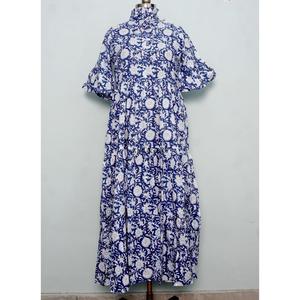 เดรสยาวผ้าฝ้ายแท้ 100% สำหรับผู้หญิง ลายพิมพ์ดอกไม้แบบอินเดีย ทำมือ แขนยาว น่ารัก สวมใส่สบาย เหมาะสำหรับงานปาร์ตี้ เรียบง่าย - Product Image 1