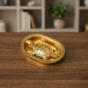 Bandeja Decorativa de Tortuga de Latón Chapado en Oro de Lujo, Hecha a Mano y Pulida, Regalo Coleccionable para Decoración del Hogar, Oficina o Espacios Espirituales - Product Image 5