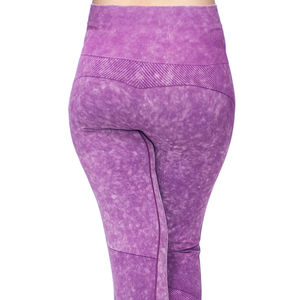 Leggings de Yoga de Cintura Alta para Tallas Grandes, Pantalones Largos con Tinte Degradado Morado, Cintura Elástica Acanalada, Spandex y Poliéster - Product Image 4