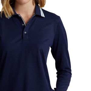 Ensemble de golf bleu marine pour femme : Polo à manches longues et jupe blanche – Tenue de sport athlétique pour le golf, le tennis et les loisirs - Product Image 4