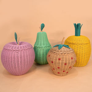 Rattan <b>nursery</b> storage hamper <b>basket</b> combo multi color lid container <b>baskets</b> for baby toddlers - Product Image 1