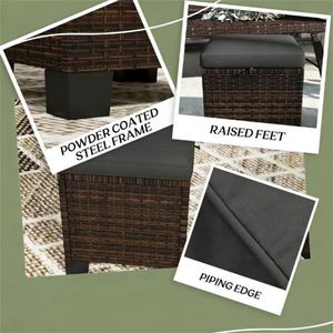 Set di Mobili da Esterno in Rattan a Due Pezzi con Poggiapiedi e Cuscino per Terrazze e Sgabelli - Product Image 4