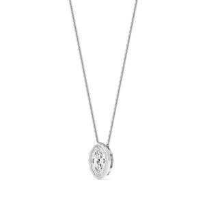 Pendentif ovale en diamant de laboratoire taille étagée 1,09 CTW, monture en or blanc 10K, élégant accessoire de collier pour occasions spéciales - Product Image 2